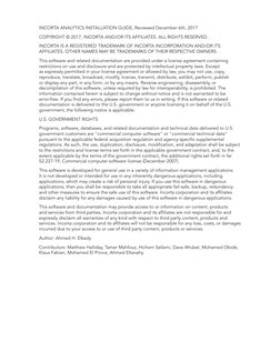 INCORTA ANALYTICS INSTALLATION GUIDE, Reviewed December 6th, 2017
COPYRIGHT © 2017, INCORTA AND/OR ITS AFFILIATES. ALL RIGHTS