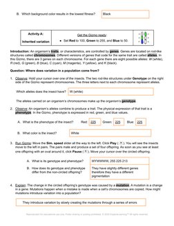 B. Which background color results in the lowest fitness?
Black
Activity A:
Inherited variation
Get the Gizmo ready:
●Set Red