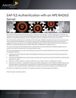 To learn more about Aerohive products, visit www.aerohive.com/techdocs  (http://www.aerohive.com/techdocs) 
EAP-TLS Authe