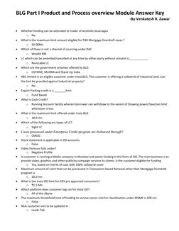 BLG Part I Product and Process overview Module Answer Key 
 
 
-By Venkatesh R. Zawar 
 
 
Whether funding can be extended t