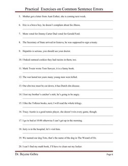 Common Sentence Errors Exercises | PDF | Grammatical Number | Pronoun