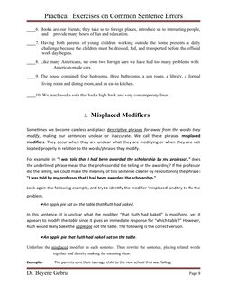 Common Sentence Errors Exercises | PDF | Grammatical Number | Pronoun