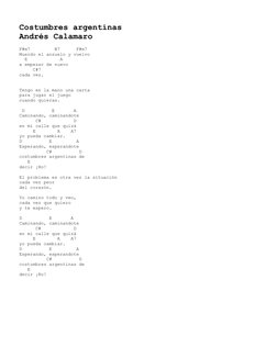 Costumbres argentinas 
Andrés Calamaro 
 
F#m7         B7      F#m7 
Muerdo el anzuelo y vuelvo 
  E            A 
a empe