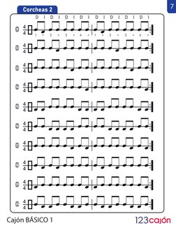 Cajón BÁSICO 1
7
Corcheas 2
4
4
1      +      2      +      3      +     4      + 
1      +      2      +      3      +     4