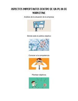 Aspectos importantes dentro de un plan de
marketing
Análisis de la situación de la empresa
Dónde está el público objetivo
Con