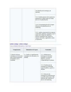 una planificación estratégica de 
mercado.
2.4.3. Establecimiento de los puntos de 
partida que se deben tomar en cuenta 
pre
