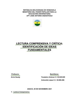 REPÚBLICA BOLIVARIANA DE VENEZUELA
MINISTERIO DEL PODER POPULAR PARA LA
EDUCACIÓN UNIVERSITARIA
UPT JOSÉ ANTONIO ANZOÁTEGUI
L