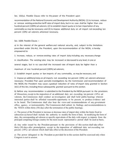 Sec.  102(u).  Flexible  Clause  refer  to  the power  of  the  President  upon 
recommendation of the National Economic and