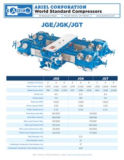 JGE/JGK/JGT
ARIEL CORPORATION
World Standard Compressors
35 Blackjack Road
Mount Vernon, OH 43050
www.arielcorp.com
 for more