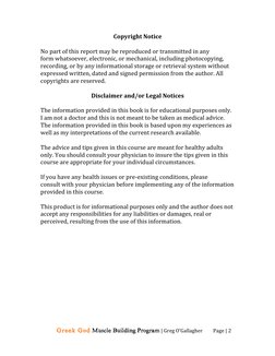 Greek God Muscle Building Program	  |	  Greg	  O’Gallagher	  	  	  	  	  	  	  	  	  Page	  |	  2	  	  
	  