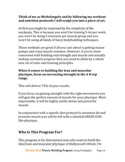 Greek God Muscle Building Program	  |	  Greg	  O’Gallagher	  	  	  	  	  	  	  	  	  Page	  |	  6	  	  
	  