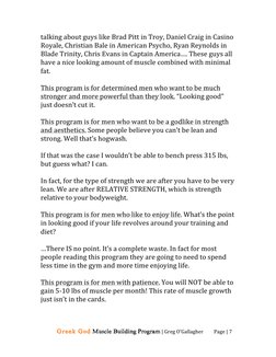 Greek God Muscle Building Program	  |	  Greg	  O’Gallagher	  	  	  	  	  	  	  	  	  Page	  |	  7	  	  
	  