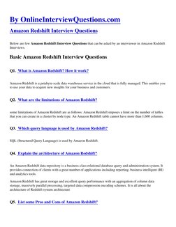 Amazon Redshift Interview Questions Guide | PDF | Databases | Computer ...