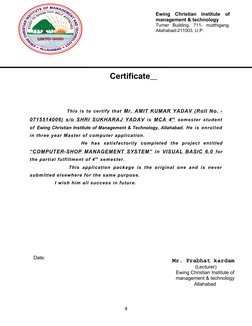 Certificate   
             
                This is to certify that Mr. AMIT KUMAR YADAV