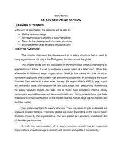 CHAPTER 3
SALARY STRUCTURE DECISION
LEARNING OUTCOMES
At the end of the chapter, the students will be able to: 

Define mini