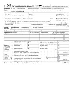 Form
1040 
Department of the Treasury—Internal Revenue Service 
(99)
U.S. Individual Income Tax Return 2019
OMB No. 1545-0074