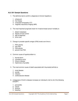 ALU 201 Sample Questions               Copyright 2017 The Academy of Life Underwriting 
Page 1 
 
ALU 201 Sample Questions