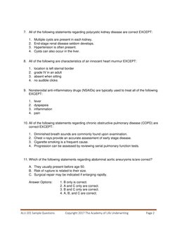 ALU 201 Sample Questions               Copyright 2017 The Academy of Life Underwriting 
Page 2 
 
 
7. All of the following s