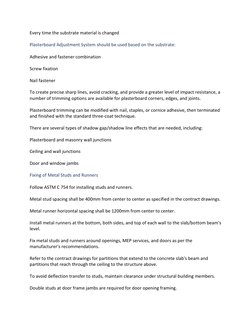 Gypsum Board Installation Method Statement | PDF | Drywall | Wall