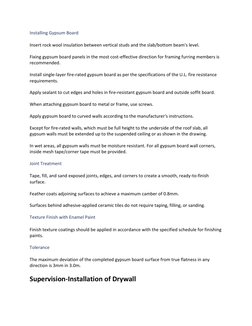 Gypsum Board Installation Method Statement | PDF | Drywall | Wall