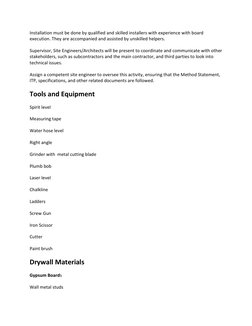 Gypsum Board Installation Method Statement | PDF | Drywall | Wall