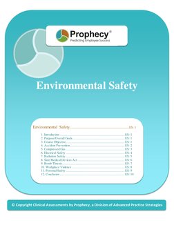 © Copyright Clinical Assessments by Prophecy, a Division of Advanced Practice Strategies 
Environmental Safety 
 
 
E