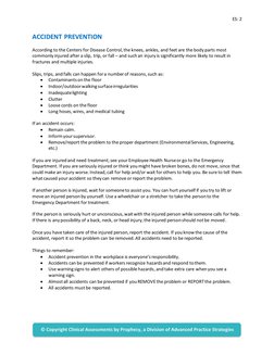 ES: 2 
 
 
ACCIDENT PREVENTION 
 
According to the Centers for Disease Control, the knees, ankles, and feet are the body part