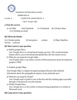 Class 8 Computer Chapter 8 Solutions | PDF | You Tube | Gmail