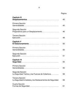 iii 
 
 
 
 
 
 
Página 
Capítulo IV 
 
Desplazamientos…………………..………………………….. 
45 
Primera Sección 
 
Generalidades ..……………………