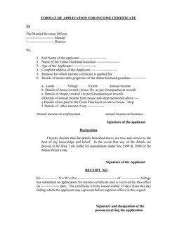 Income Certificate Application Form | PDF