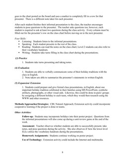 goes to the chart posted on the board and uses a marker to completely fill in a row for that 
presenter.  There is a differen