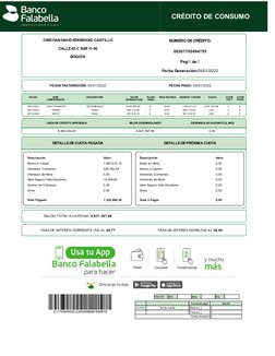 CRISTIAN DAVID RODRIGUEZ CASTILLO
CALLE 65 C SUR 11-50
BOGOTA
NÚMERO DE CRÉDITO:
00201702494755
Pag:1 de:1
Fecha Generación:0