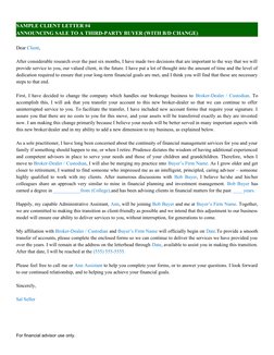 Sample Letters To Clients | PDF | Financial Adviser | Broker Dealer