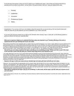 For the final step of this exercise, narrow your list of 10 values to your 5 highest priority values – think of these core