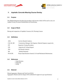 Asphaltic Concrete Overlay Method Statement | PDF | Road Surface | Asphalt
