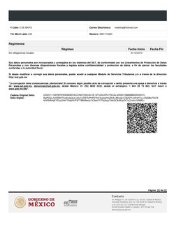 Página  [2] de [2] 
Y Calle: 5 DE MAYO
Correo Electrónico:
hiedrera@hotmail.com
Tel. Móvil Lada: 044
Número: 9381713320
Regím