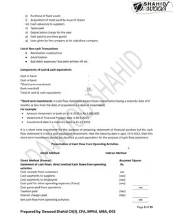 Page 3 of 39 
Prepared by: Dawood Shahid CA(f), CPA, MPhil, MBA, OCE 
k) Purchase of fixed assets 
l) 
Acquisition of fixed