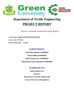 Department of Textile Engineering 
PROJECT REPORT 
 
                             Project on Automatic Garment Spreadin
