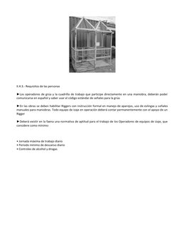 II.4.3.- Requisitos de las personas 
 
►Los operadores de grúa y la cuadrilla de trabajo que participe directamente e