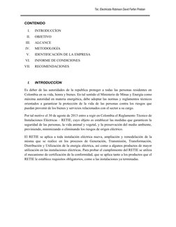 Téc. Electricista Robinson David Farfan Piraban 
CONTENIDO
I.
INTRODUCCÍON
II.
OBJETIVO
III.
ALCANCE
IV.
METODOLOGÍA
V.
IDENT