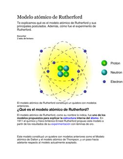 Modelo atómico de Rutherford 
Te explicamos qué es el modelo atómico de Rutherford y sus 
principales postulados. Además, cóm