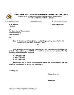 SANKETIKA VIDYA PARISHAD ENGINEERING COLLEGE
(Approved by AICTE, New Delhi & Affiliated to Andhra University, Visakhapatnam).