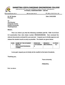 SANKETIKA VIDYA PARISHAD ENGINEERING COLLEGE
(Approved by AICTE, New Delhi & Affiliated to Andhra University, Visakhapatnam).