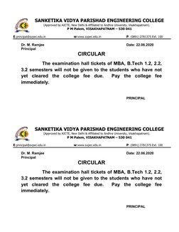 SANKETIKA VIDYA PARISHAD ENGINEERING COLLEGE
(Approved by AICTE, New Delhi & Affiliated to Andhra University, Visakhapatnam).