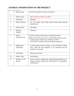 6
GENERAL INFORMATION OF THE PROJECT
Table 1 General Information
1
Project name
animal feed producion
