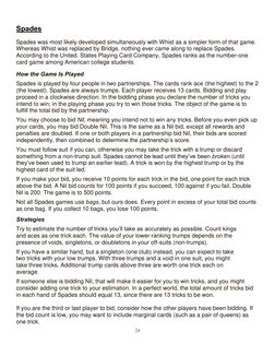 Spades Rundown Spades Card Game Rules and Strategies | PDF | Card Games | Plain Trick ...