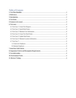 Table of Contents
1. Test Plan Identifier....................................................................................