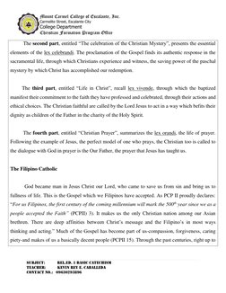 Mount Carmel College of Escalante, Inc. 
Carmelite Street, Escalante City 
College Department 
Christian Formation Program Of