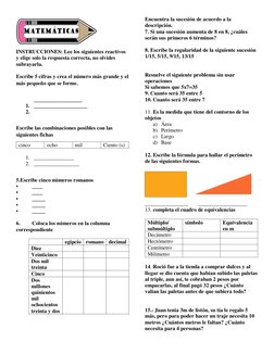 INSTRUCCIONES: Lee los siguientes reactivos 
y elige solo la respuesta correcta, no olvides 
subrayarla. 
 
Escribe 5
