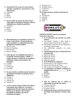 4. Extensión de Tierra que sirve para labores 
agrícolas y ganaderas y que pertenece a una 
sola persona.  
a) Latifundio